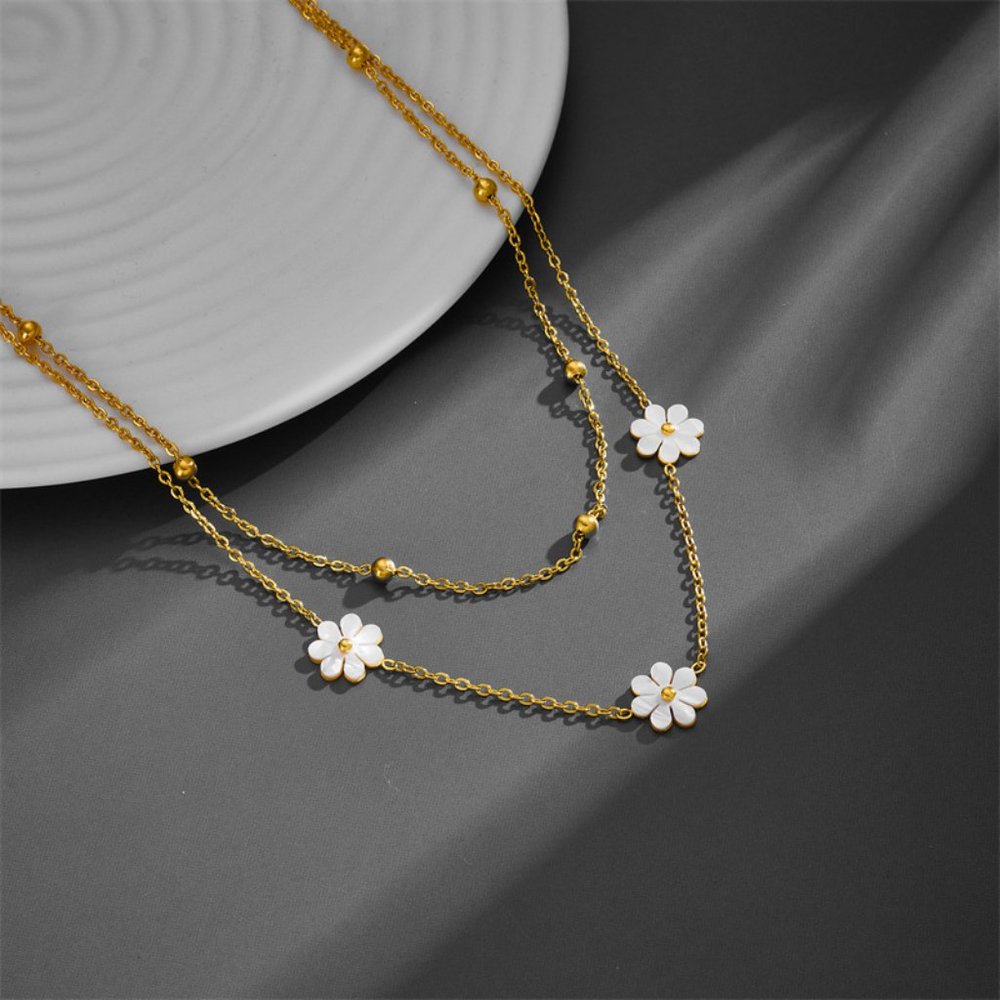 3/$35 18K Gold Plated Flower Pendant Chain Necklace Layered Choker Jewelry - Picture 6 of 8